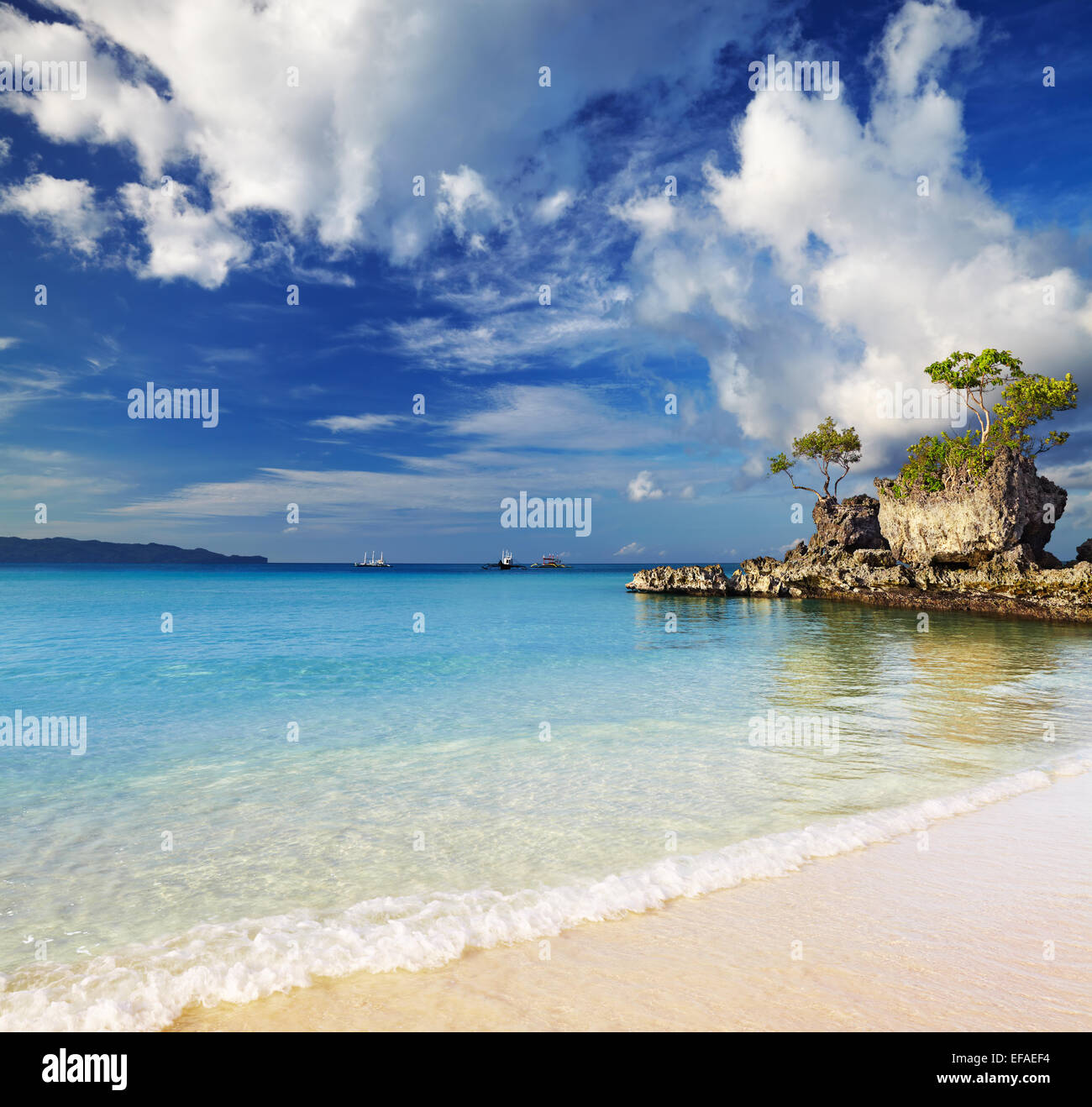 Tropical beach, Willy's rock, Boracay island, Philippines Stock Photo