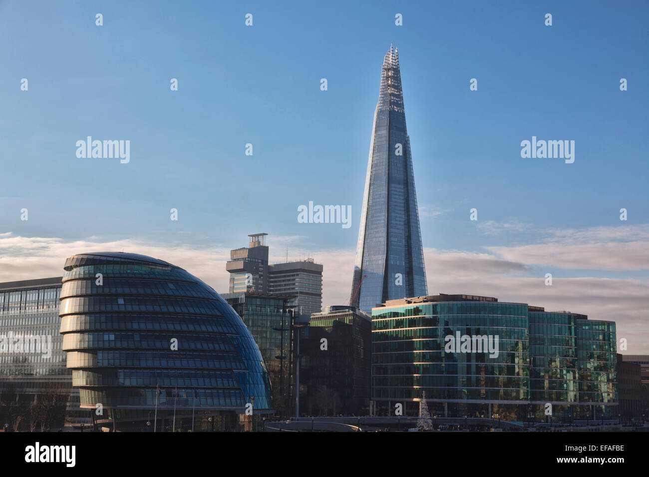Shard skyscraper and City Hall on the South Bank, London, UK. Stock Photo