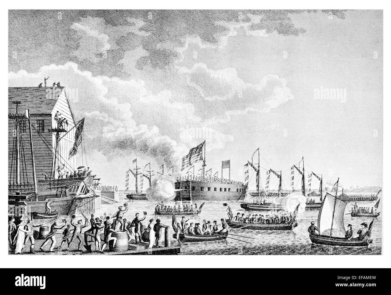 U.S.S. Fulton First steam Man Of War Launched New York 1814 destroyed 1829 Stock Photo