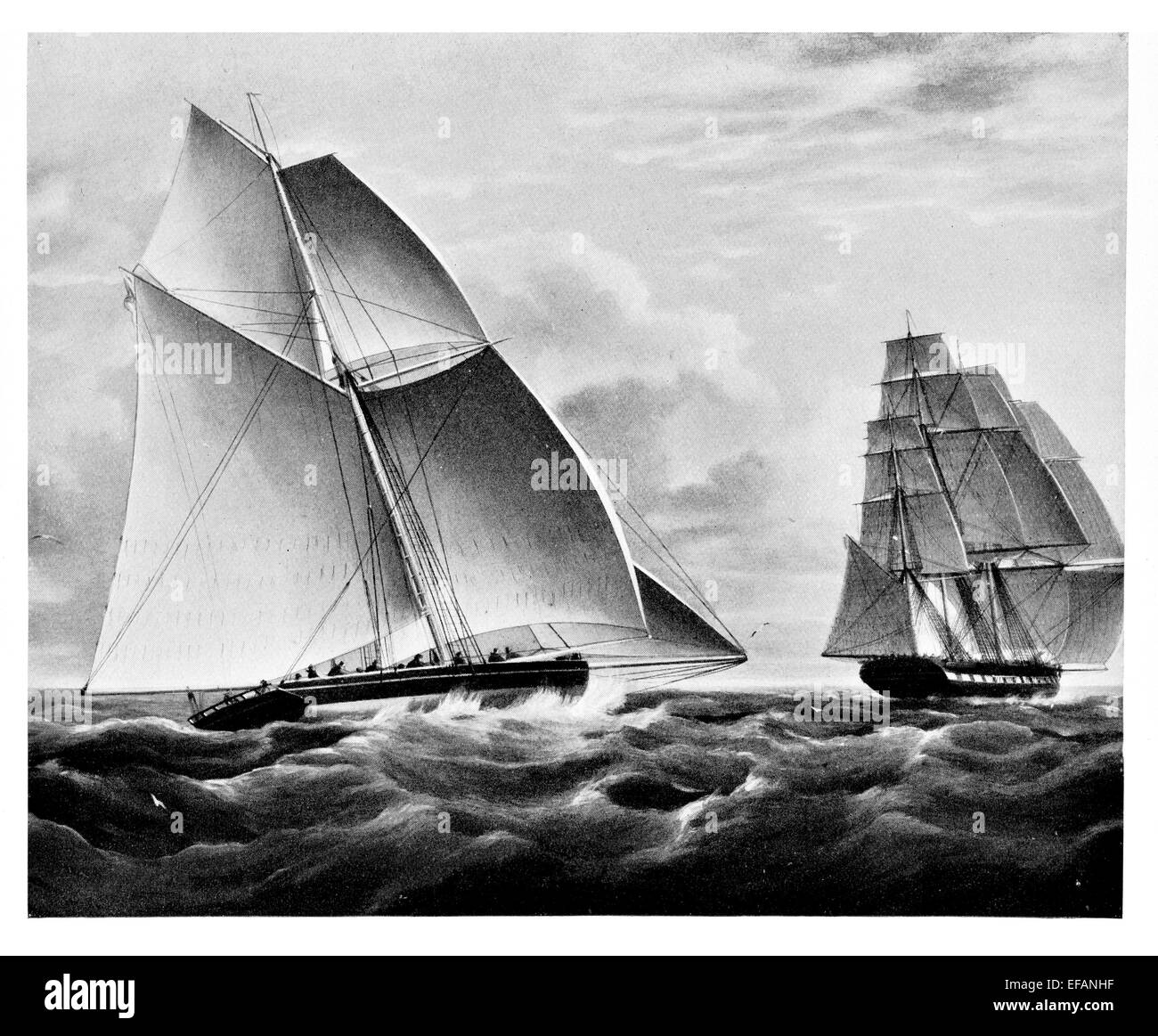 Cutter Prince George on passage to Sydney 1833 and French Indiaman Victorine Stock Photo