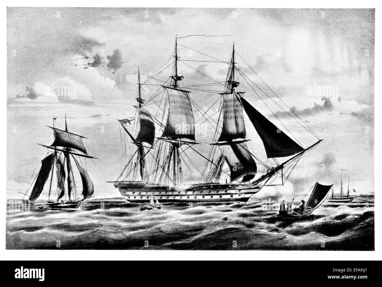 H.M.S. Vanguard 80 gun !835. Served Syria 1840 the laid up on Medway renamed Ajax 1867 scraped 1875 Stock Photo