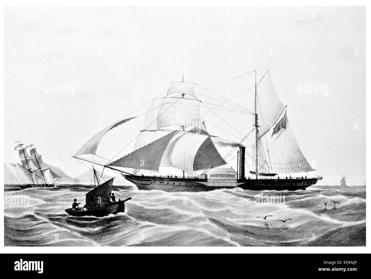 Steam Frigate Memnon. Ship of Hon. East India Company Navy 1841 Wrecked Cape Guardafui 1843 Stock Photo