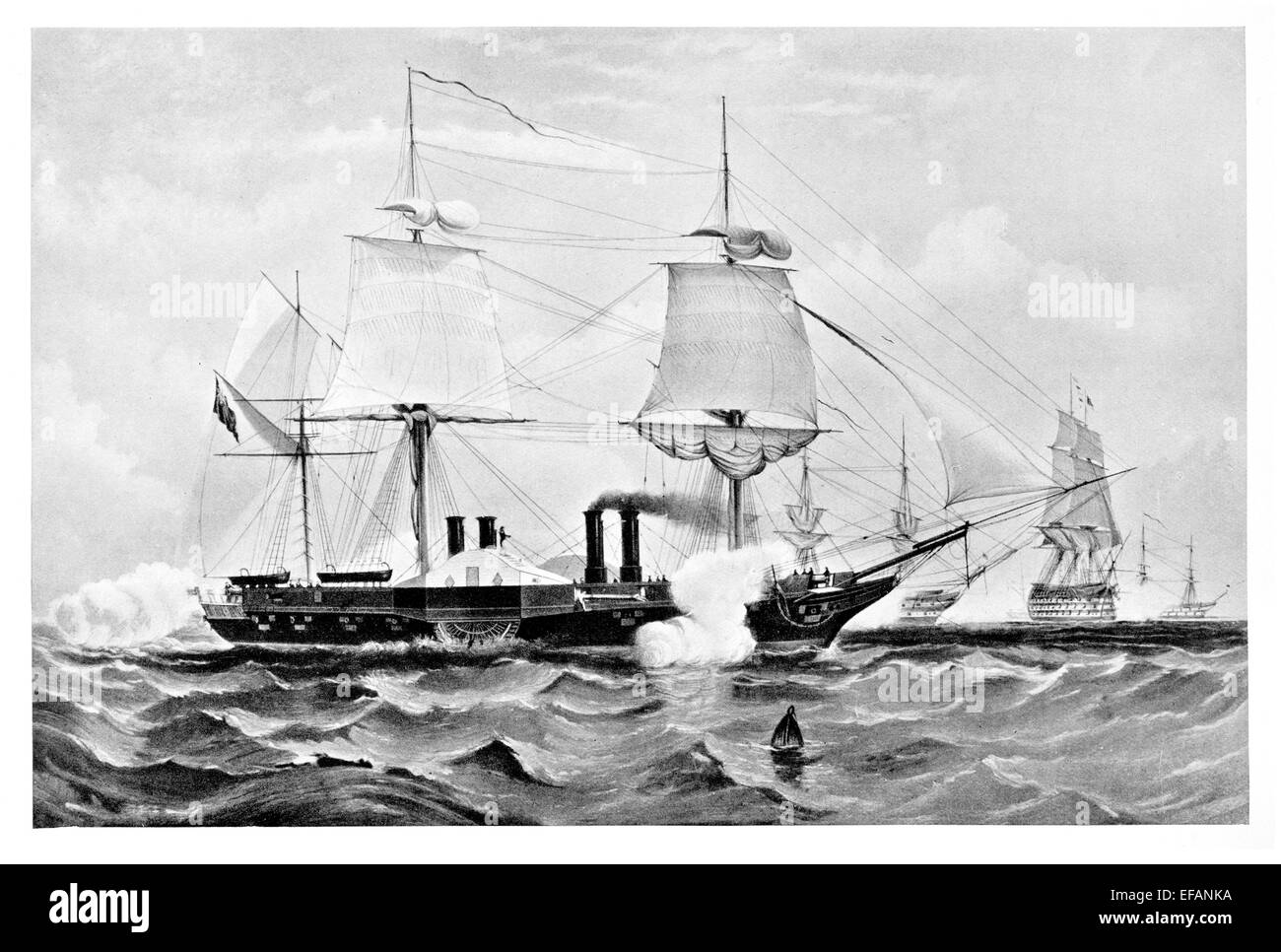 Steam Frigate H.M.S. Terrible 21 gun 1845. Served Russian War Baltic, Black Sea. Broken up 1877 Stock Photo