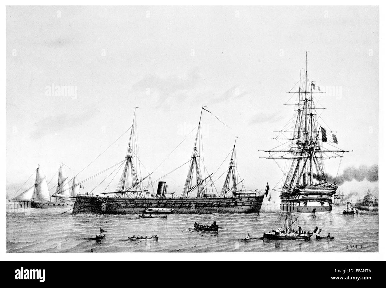 La Gloire. First French Ironclad Launched at Toulon 1859. Broken up 1883 Stock Photo