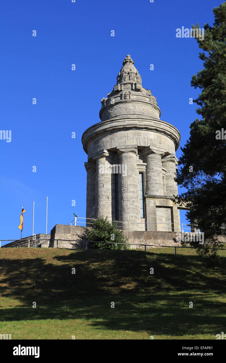 The historic Burschenschaftsdenkmal monument in Eisenach. In 1881 a monument for remembering of the fallen fraternity members during the war of 1870/1871 was built. The German student fraternity was founded in 1817 at the Wartburg. Photo: Klaus Nowottnick Stock Photo