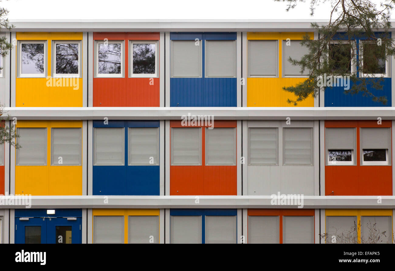 Container village for refugees in Berlin, 27 January 2015 Stock Photo