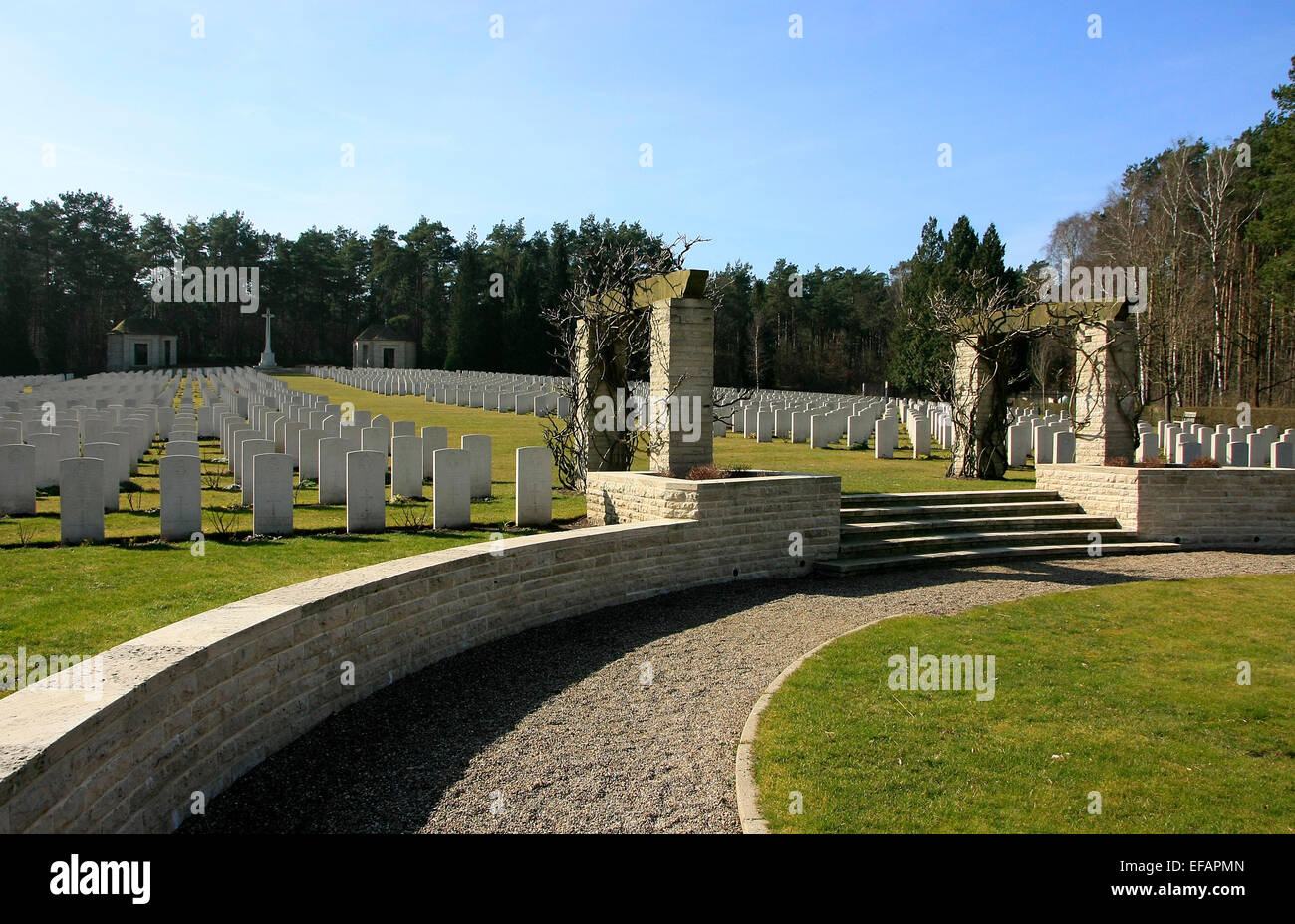 The Becklingen War Cemetery is a military cemetery, which was built under the direction of the Commonwealth War Graves Commission and is supervised. This cemetery is located near the village of Wietzendorf in the district Bockel north of Becklingen directl Stock Photo
