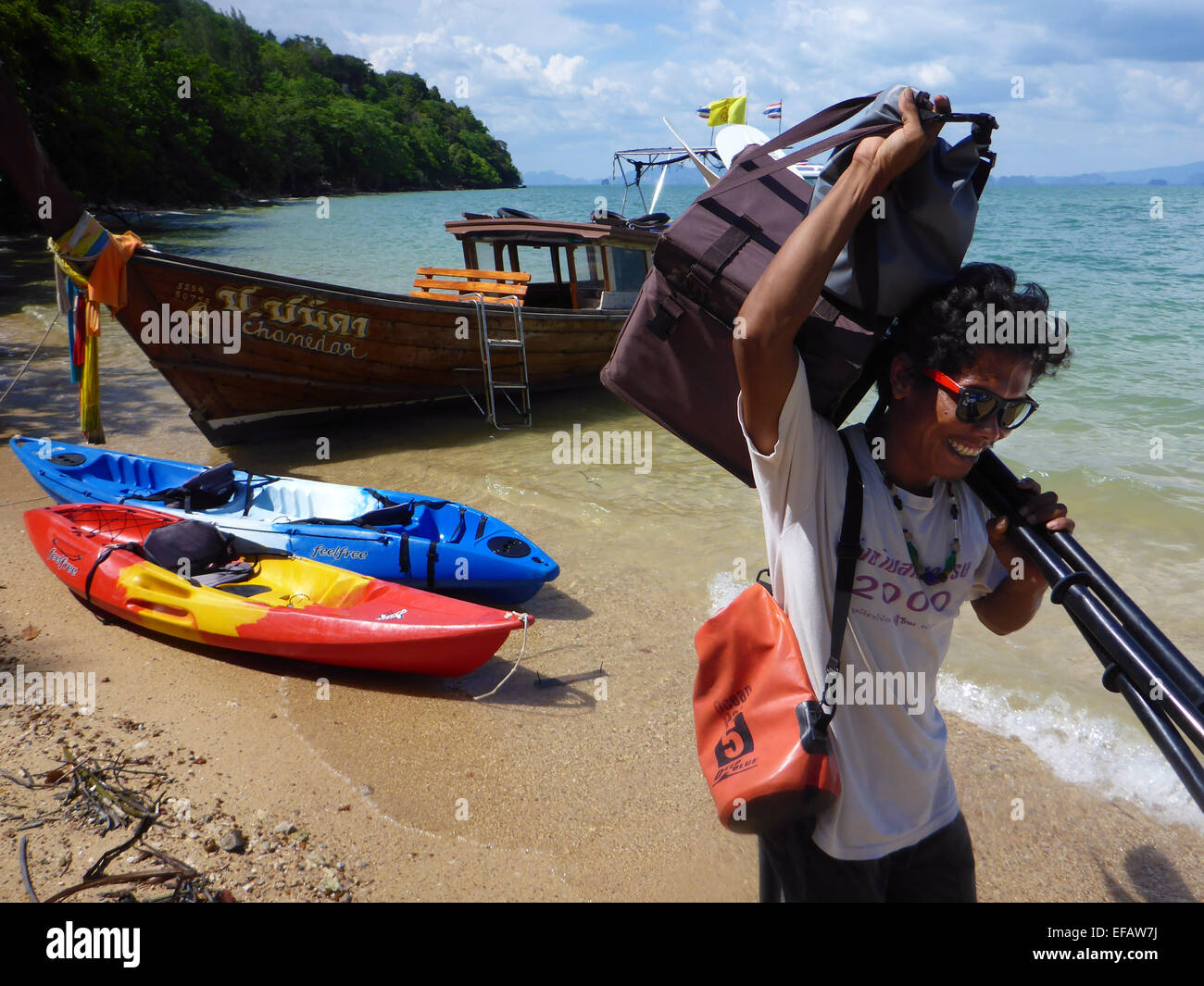 Kayak activities in Six Senses Resort, Koh Yao Noi, Phang Nga Bay, Thailand, Asia. Six Senses Yao Noi sets the highest benchmark Stock Photo