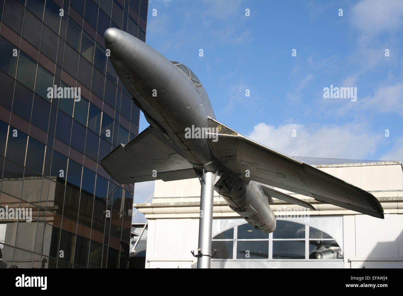 HAWKER HUNTER WOKING TOWN CENTRE PLANE ON A POLE Stock Photo