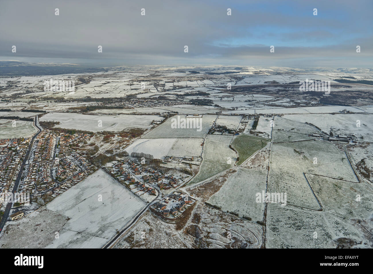 A scenic aerial view looking from the Lancashire town of Darwen towards