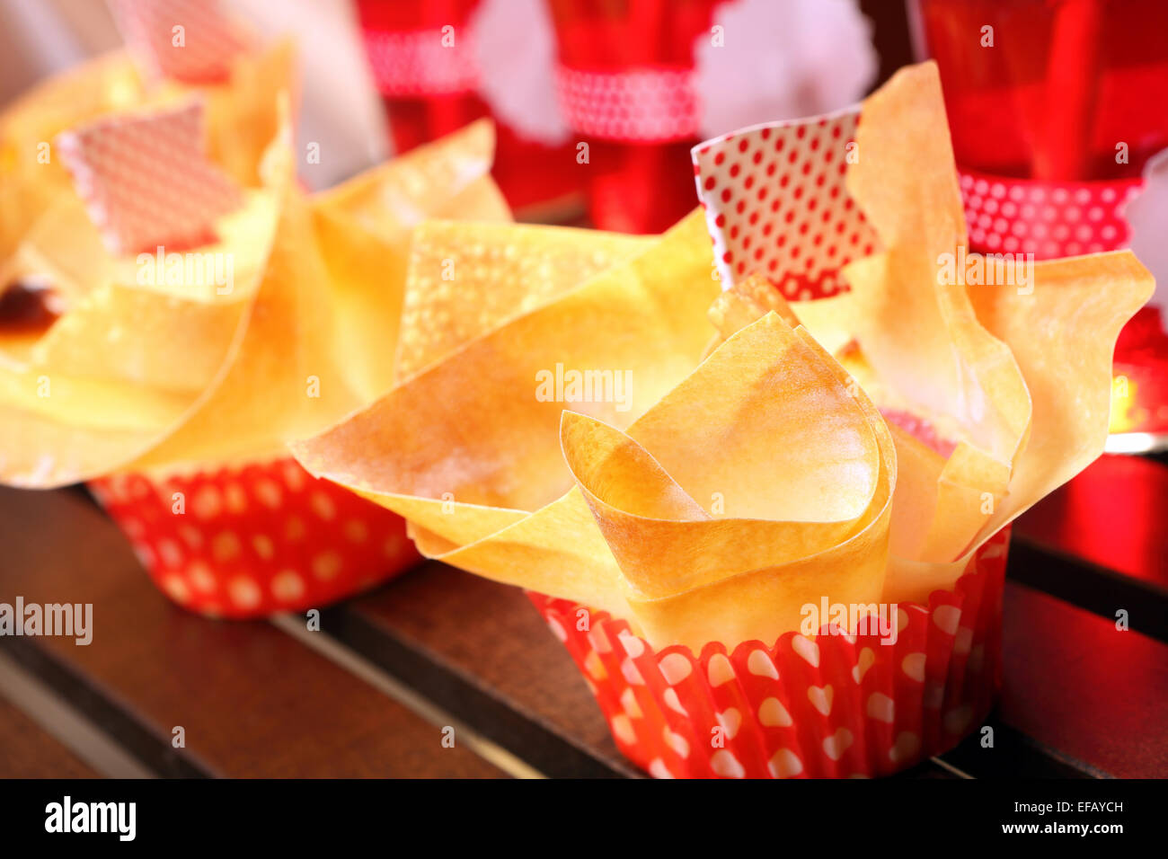 Muffins with filo pastry with cheese and jam Stock Photo Alamy