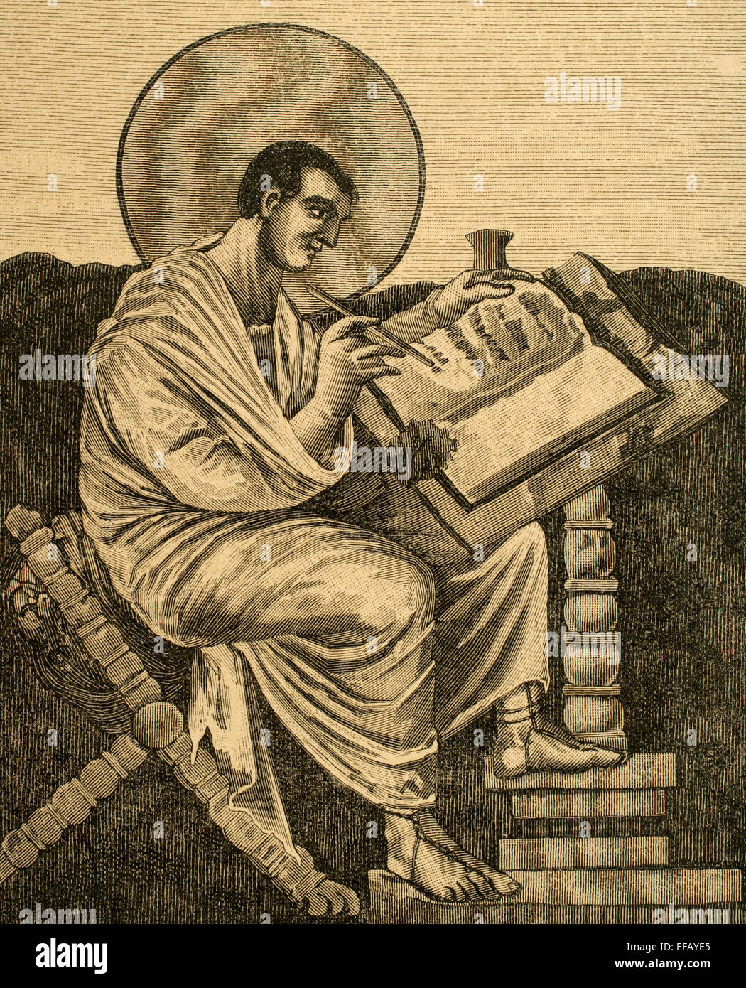 Matthew the Apostle, one of the four Evangelists. Engraving by Ruth, 19th century. Stock Photo