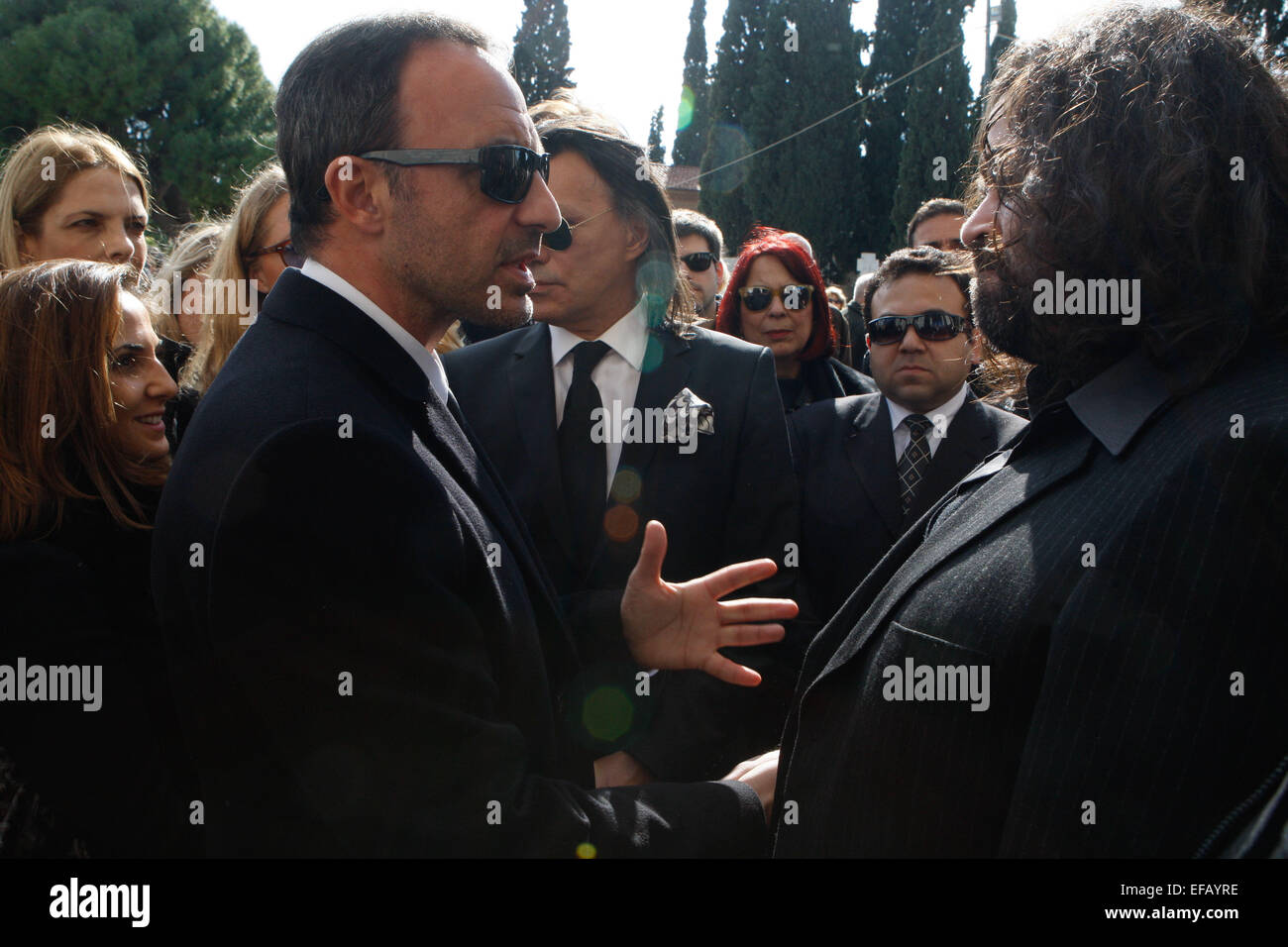 Athens, Greece. 30th Jan, 2015. NIKOS ALIAGAS speaks with Demis Roussos ...