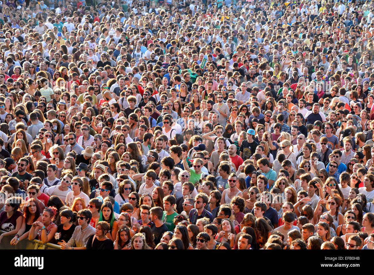 MADRID - SEP 13: People from the audience in a show at Dcode Festival on September 13, 2014 in Madrid, Spain. Stock Photo