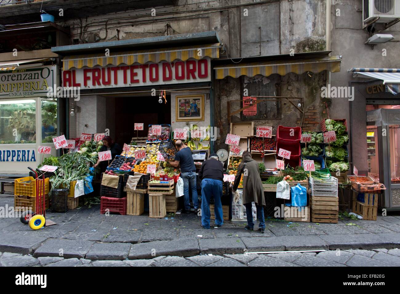 vegetable shop in spagnoli area of Naples Stock Photo