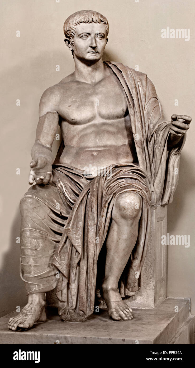 Roman Emperor Tiberius  ( Tiberius Caesar Divi Augusti Filius Augustus ) 42 BC – 37 AD) 37 AD. Found in Priverno by Robert Fagan  ( Vatican Museum Rome Italy ) Stock Photo