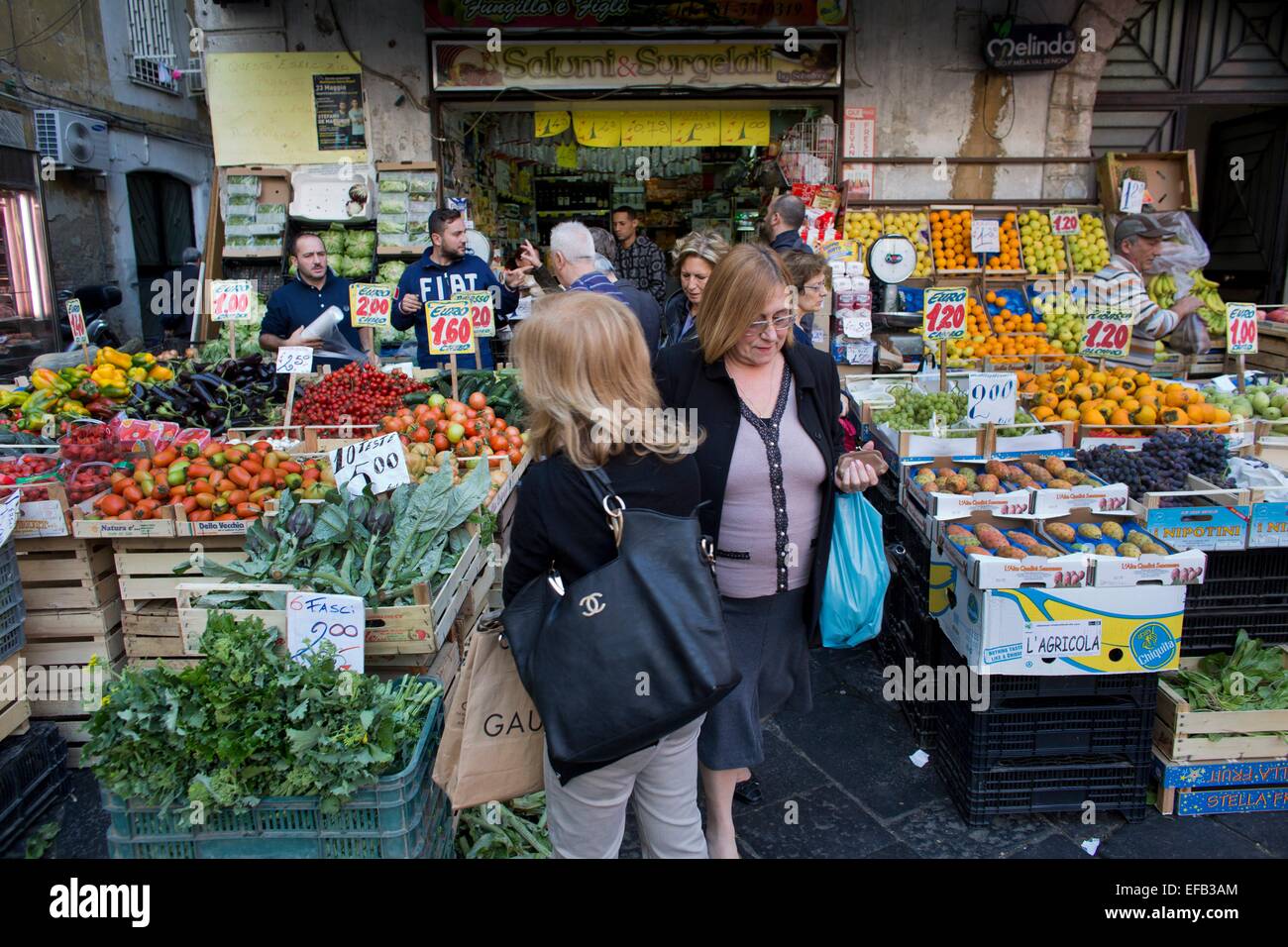 vegetable shop in spagnoli area of Naples Stock Photo