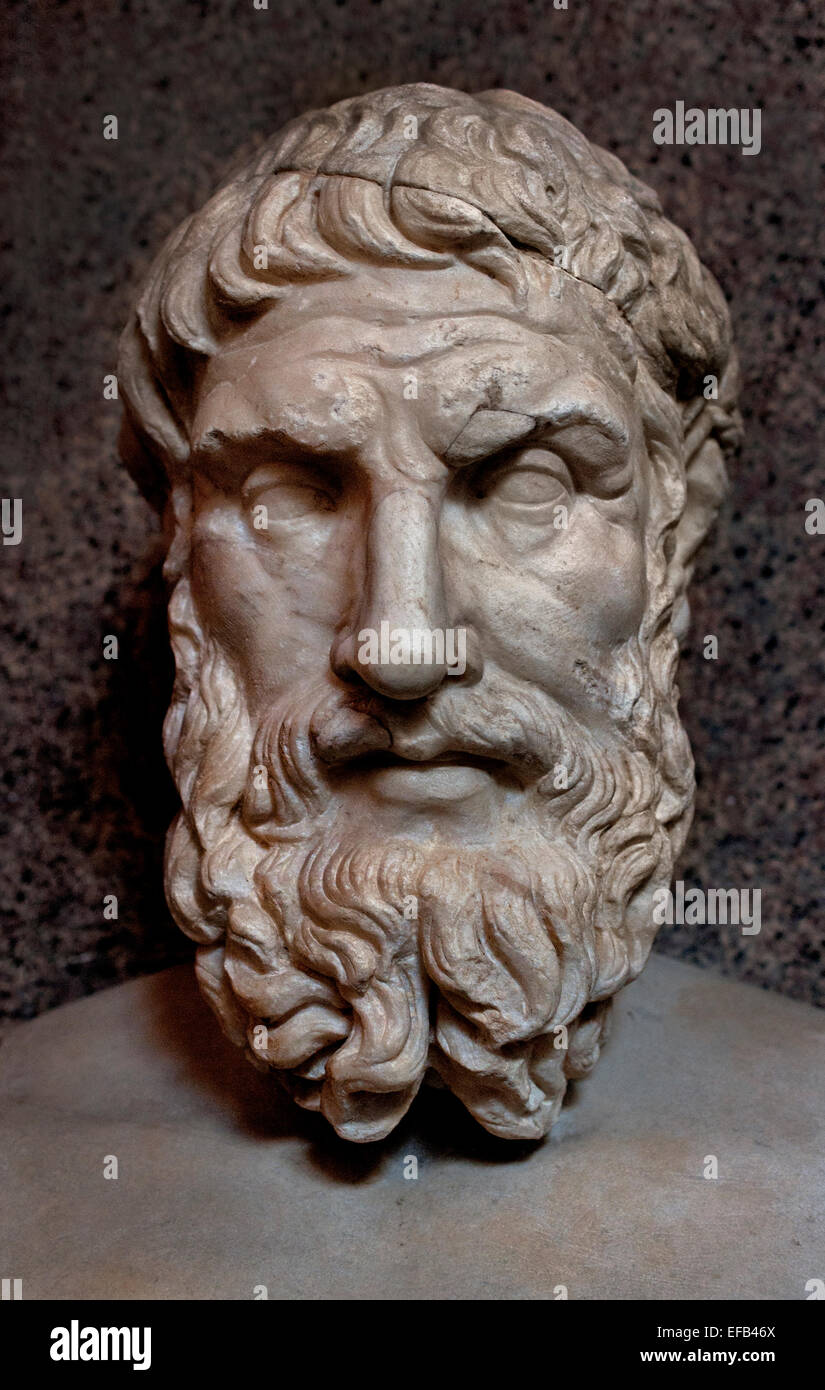 Epikouros Epicurus 341–270 BC) Greek philosopher founder of the school of philosophy called Epicureanism ( Vatican Museum Rome Italy ) Stock Photo