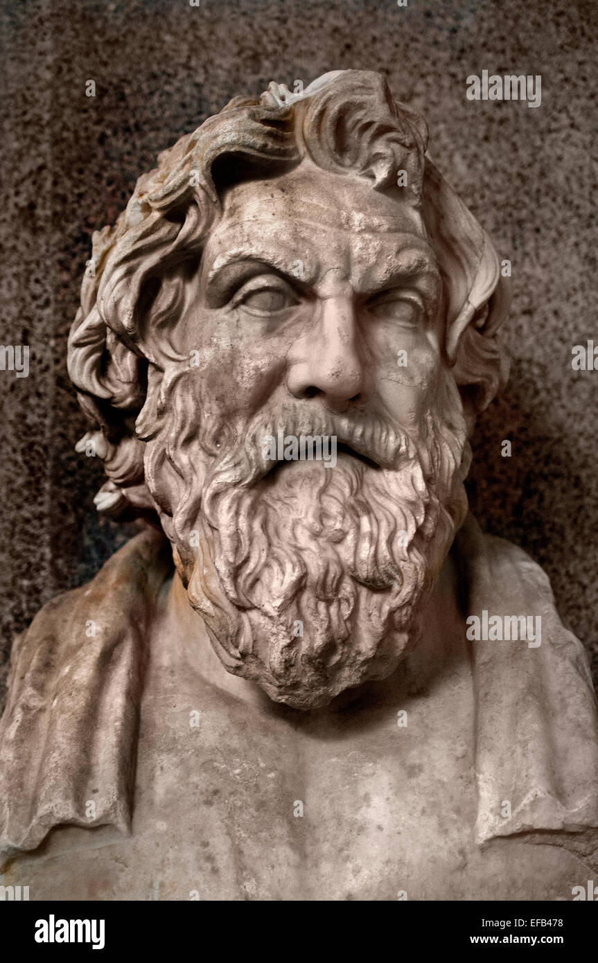 Antisthenes was a Greek philosopher  pupil of Socrates  Roman copy after a Hellenistic original. ( Vatican Museum Rome Italy ) Stock Photo