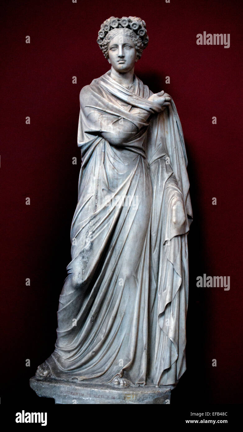 Polyhymnia, Muse of sacred song. Marble 2nd century CE. ( Vatican Museum Rome Italy ) Stock Photo