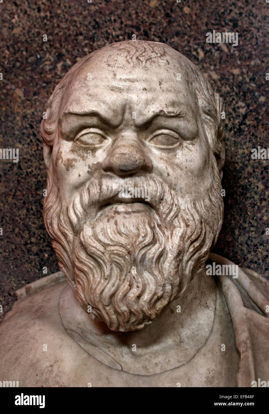 Bust of Socrates, marble, roman copy after a Greek original from the 4th century BC  ( Vatican Museum Rome Italy ) Stock Photo