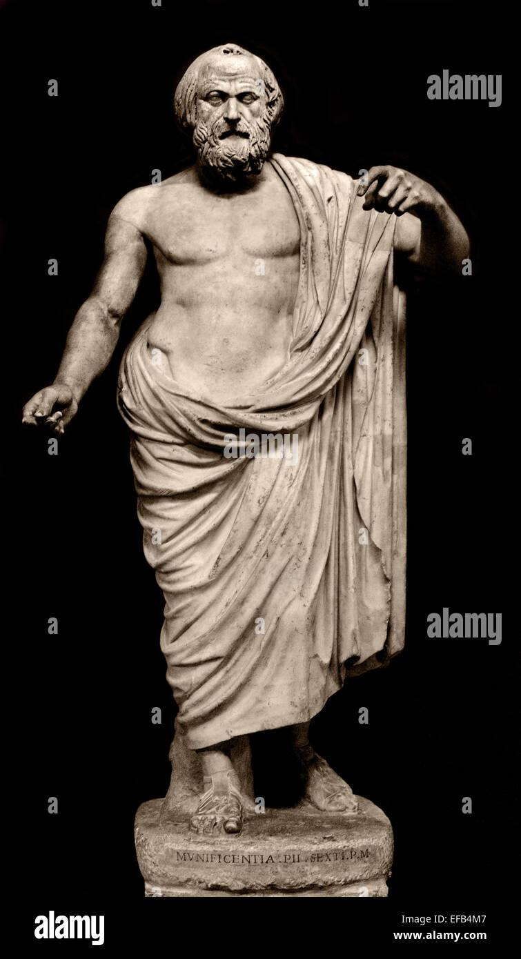 Statue of man so called Lycurgus or Lysias about 160/170 AD ( Vatican Museum Rome Italy ) Stock Photo