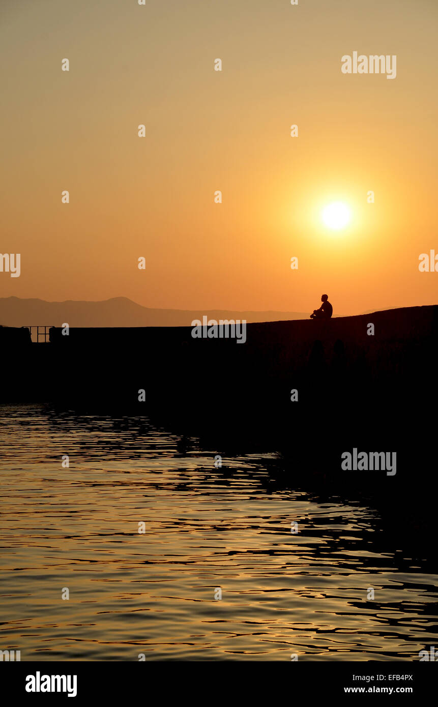 Men in meditation Stock Photo