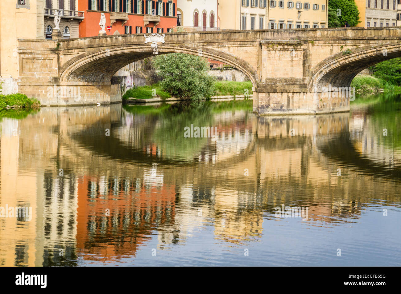 Ponte Santa Trinita bridge over Arno River, Florence, Italy Stock Photo