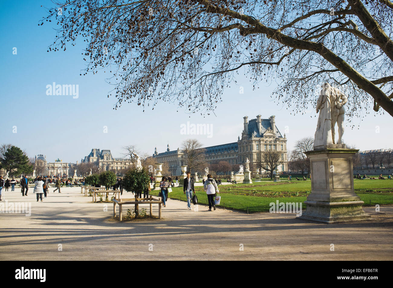 Tuileries park, Louvre, Paris, France, March 2012. Stock Photo