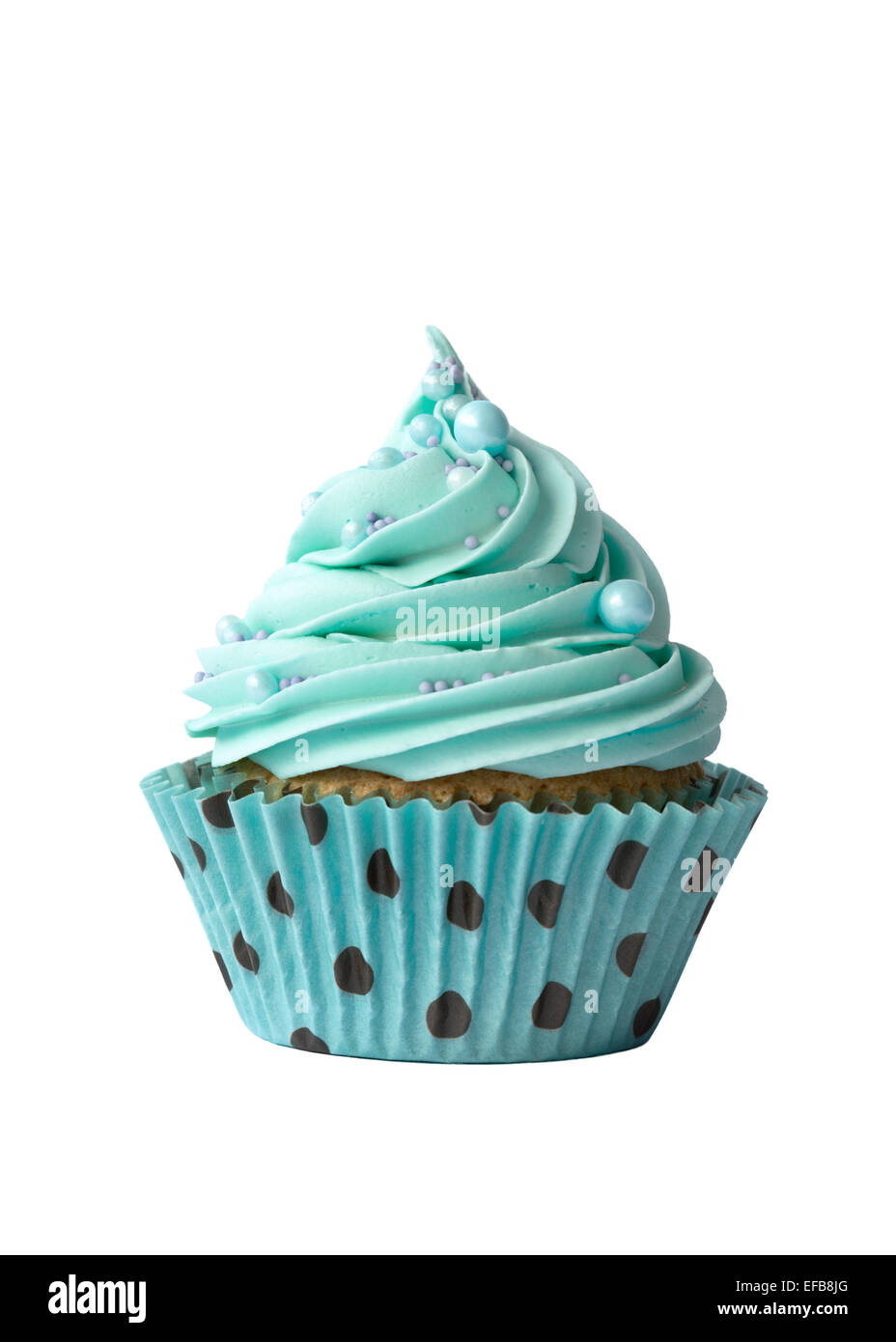 Cupcake decorated with turquoise frosting Stock Photo