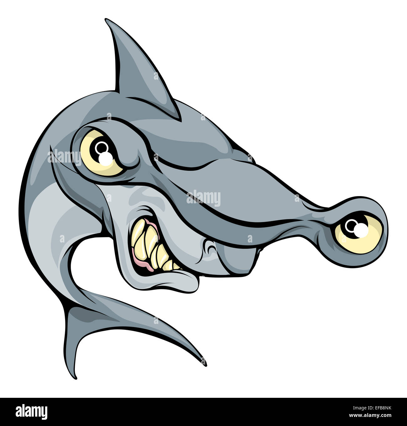 A big mean cartoon hammer head shark sports mascot Stock Photo Alamy