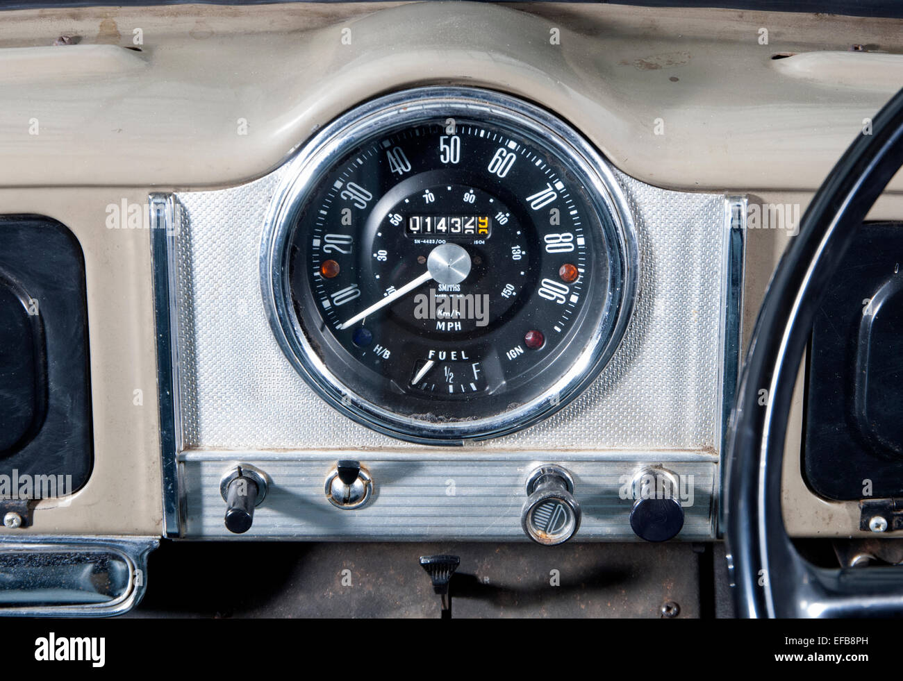 Morris Minor British classic car speedometer Stock Photo Alamy