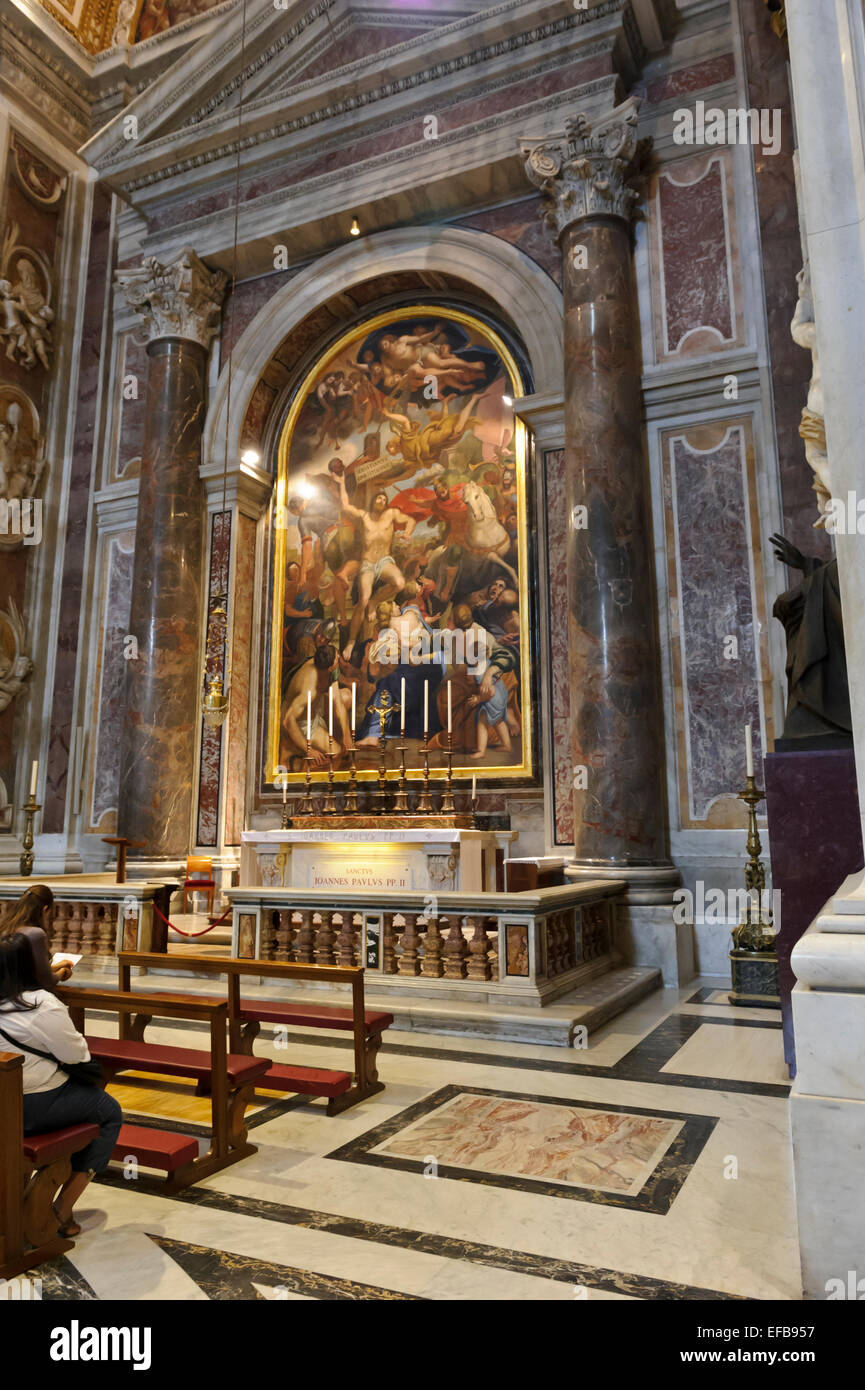 One of the altars inside St Peter's basilica in Vatican, Vatican City, Italy. Stock Photo