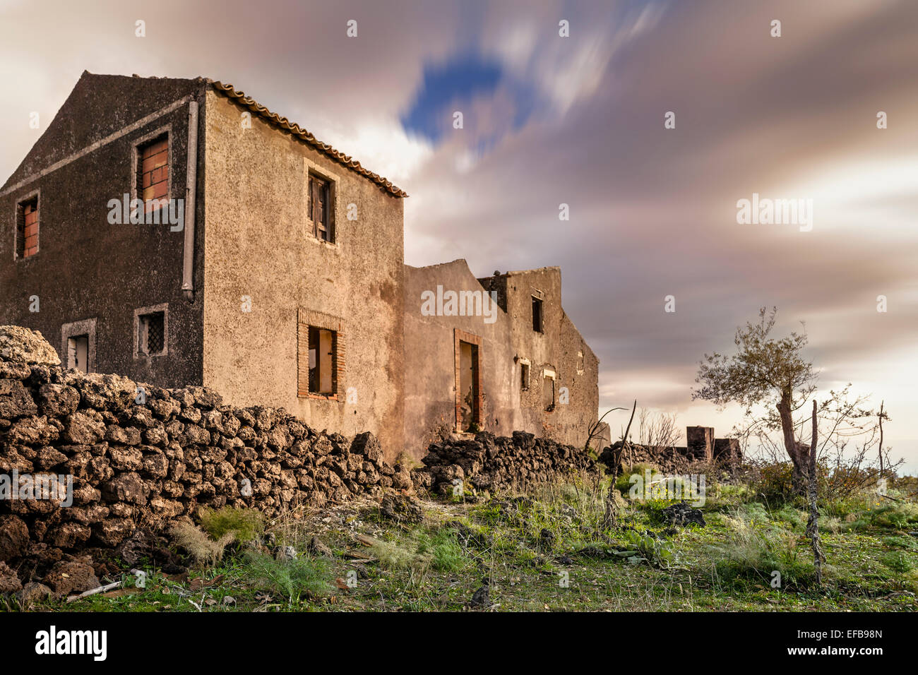 Old countryside building architecture in Catania, Sicily, Italy. Italian Tourism, Travel and Holiday Destination Stock Photo