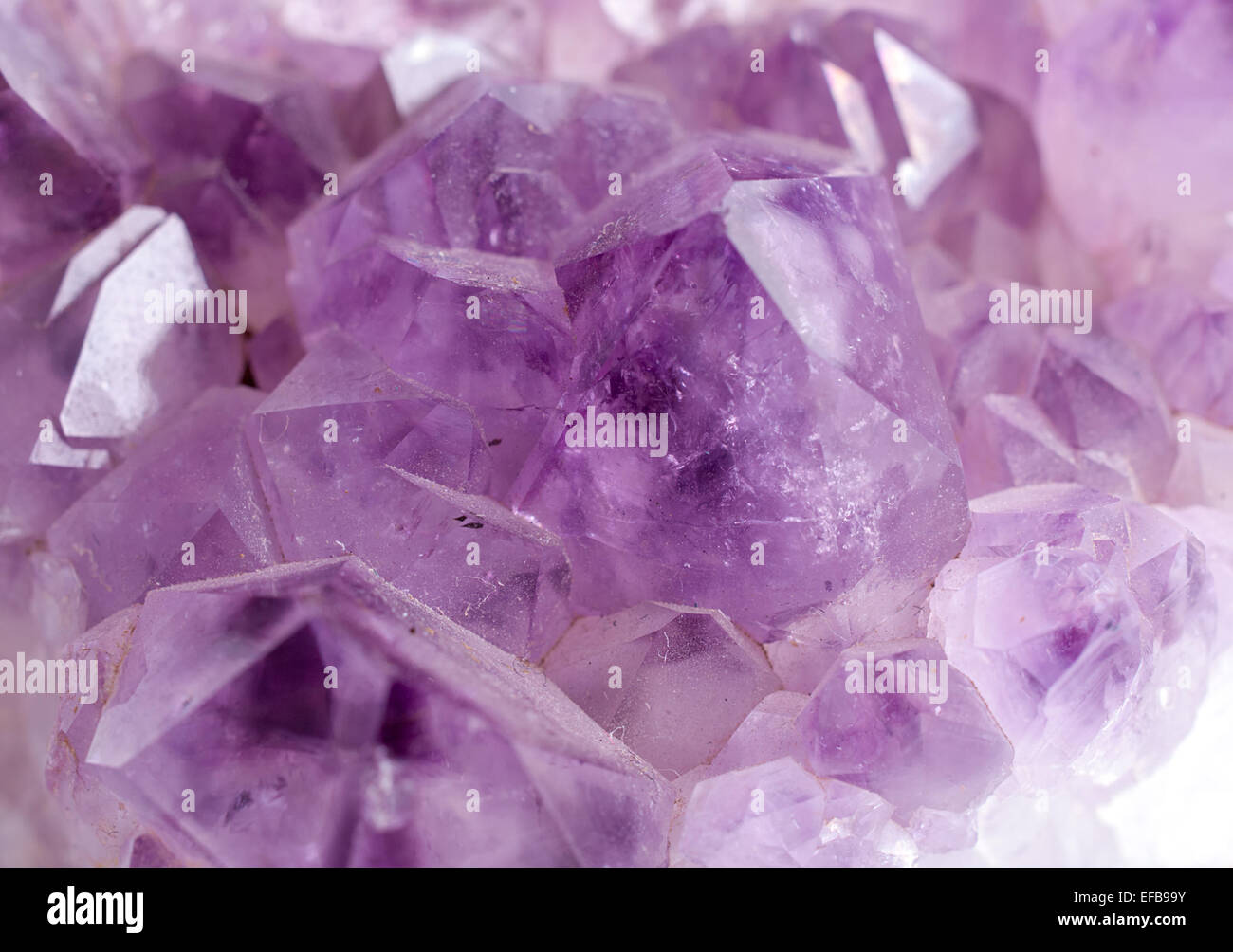 Amethyst violet crystal gem stone close-up macro Stock Photo