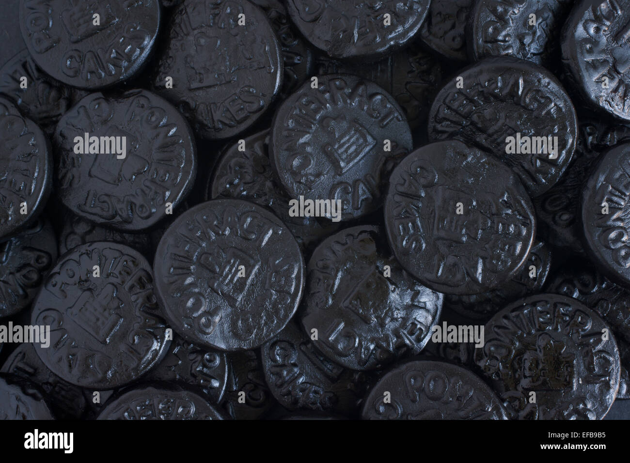 Pontefract Cakes a licorice sweet from Yorkshire stamped with the