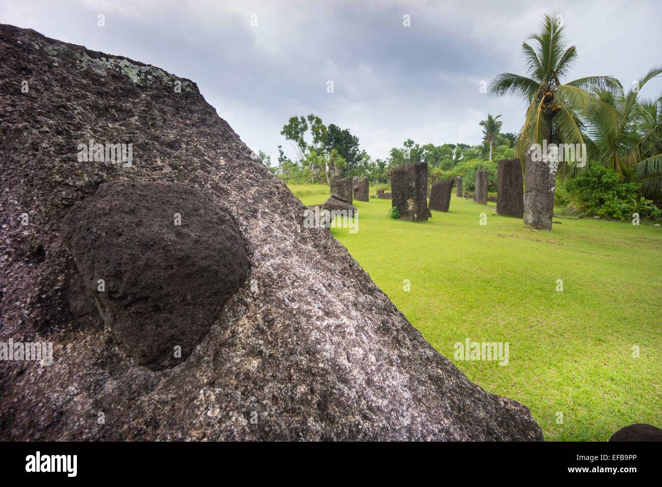 Stone monoliths of 161 AD Babeldaob, Palau, Pacific Oceania Stock Photo
