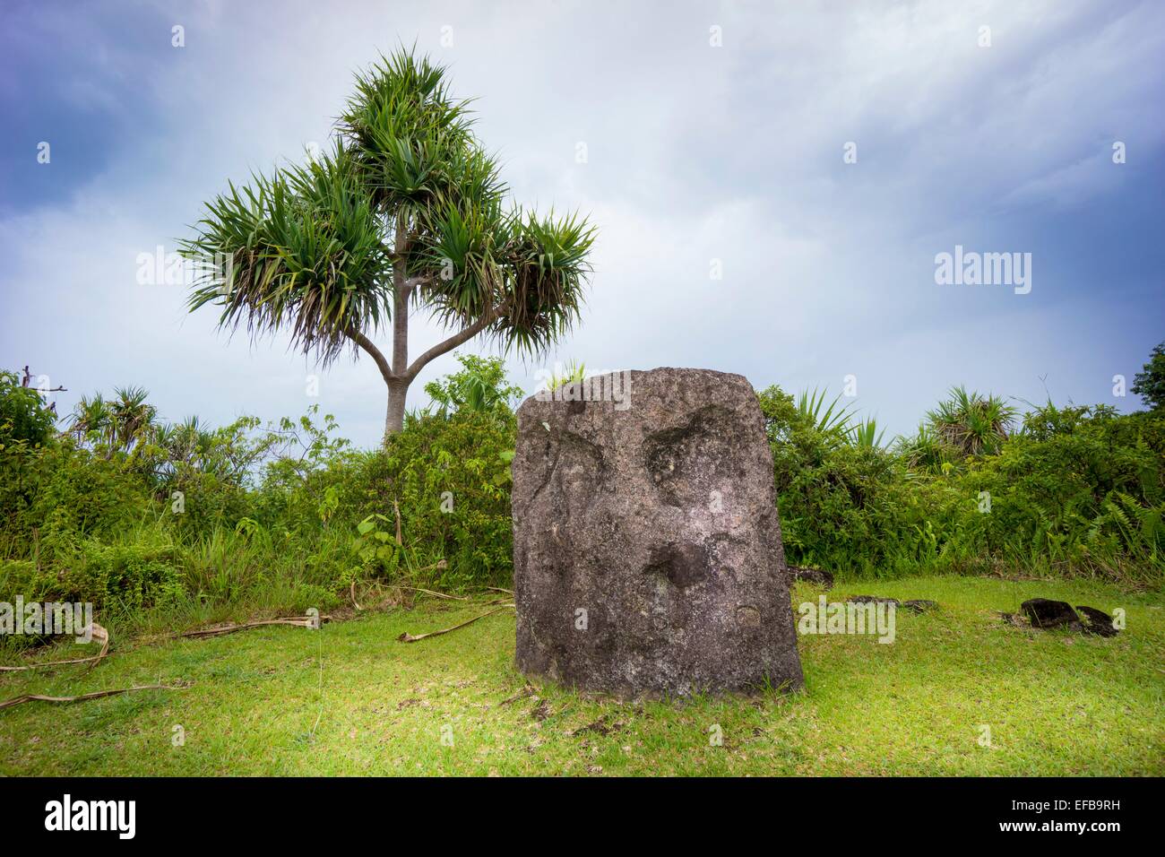 Stone monoliths of 161 AD Babeldaob, Palau, Pacific Oceania Stock Photo