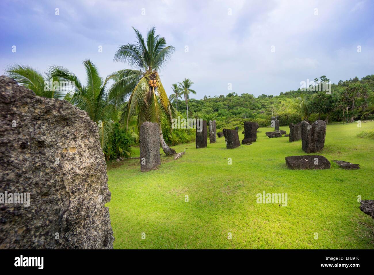 Stone monoliths of 161 AD Babeldaob, Palau, Pacific Oceania Stock Photo