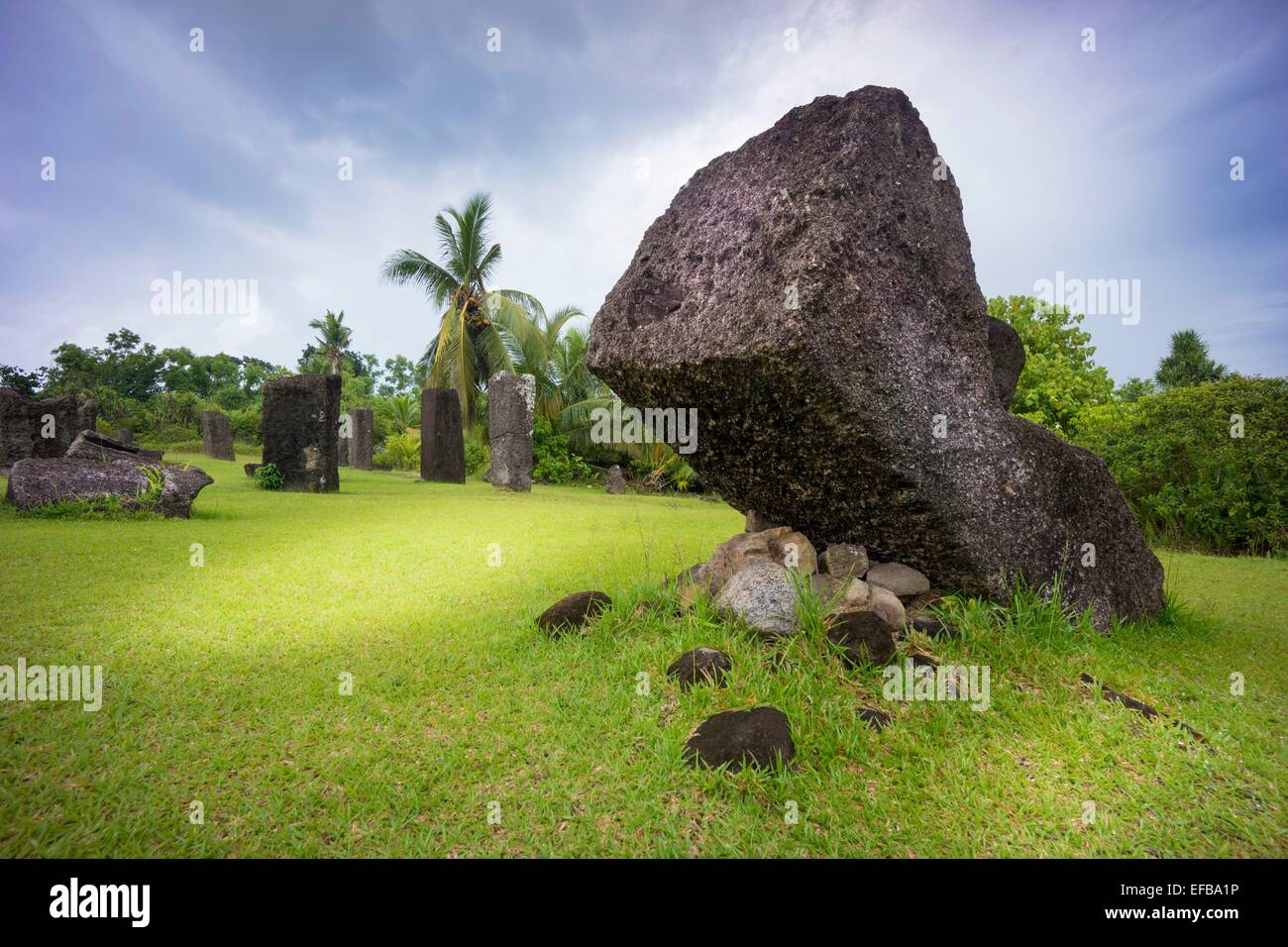 Stone monoliths of 161 AD Babeldaob, Palau, Pacific Oceania Stock Photo