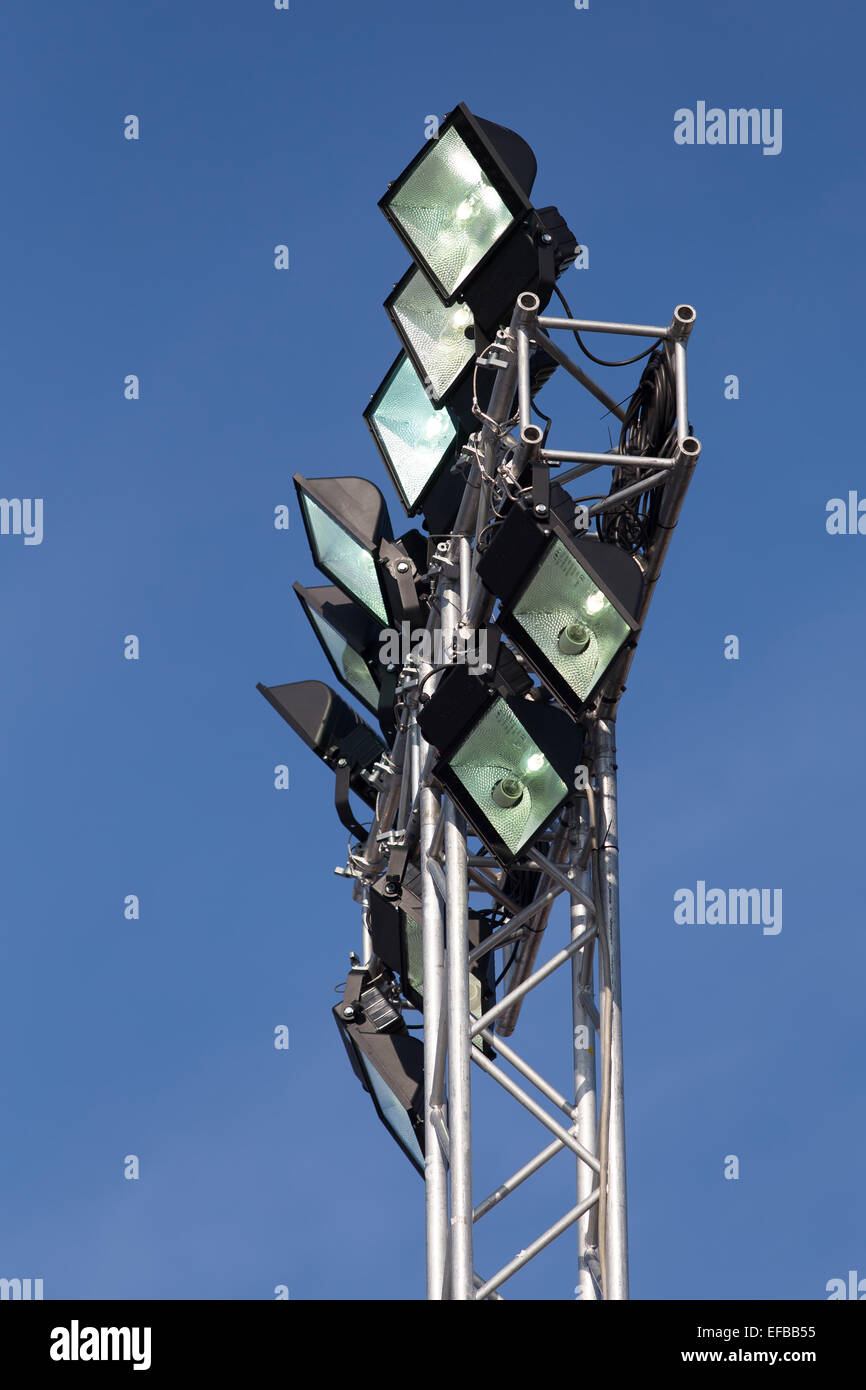 Stadium lights turn on at day time Stock Photo Alamy