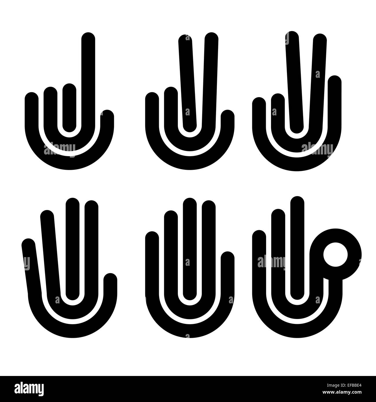 Hand gestures counting symbols from 1 to 5 Stock Photo