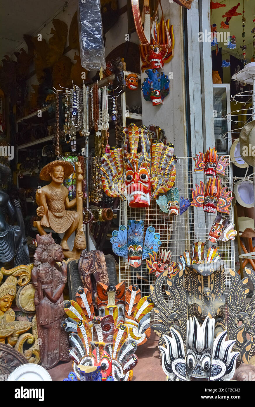 Sri Lankan traditional handcrafted goods for sale in a shop at