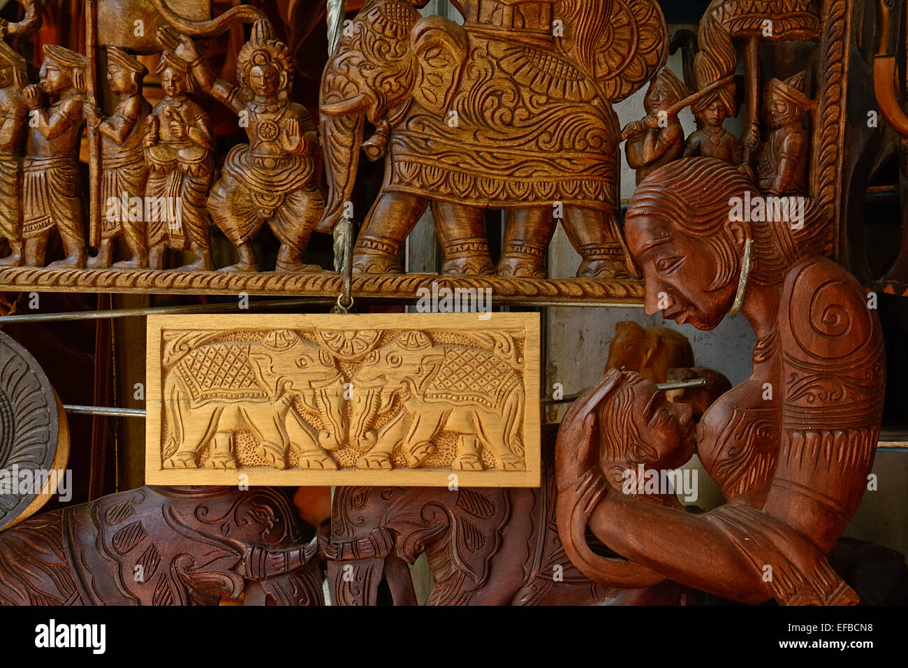 Sri Lankan traditional handcrafted goods for sale in a shop at