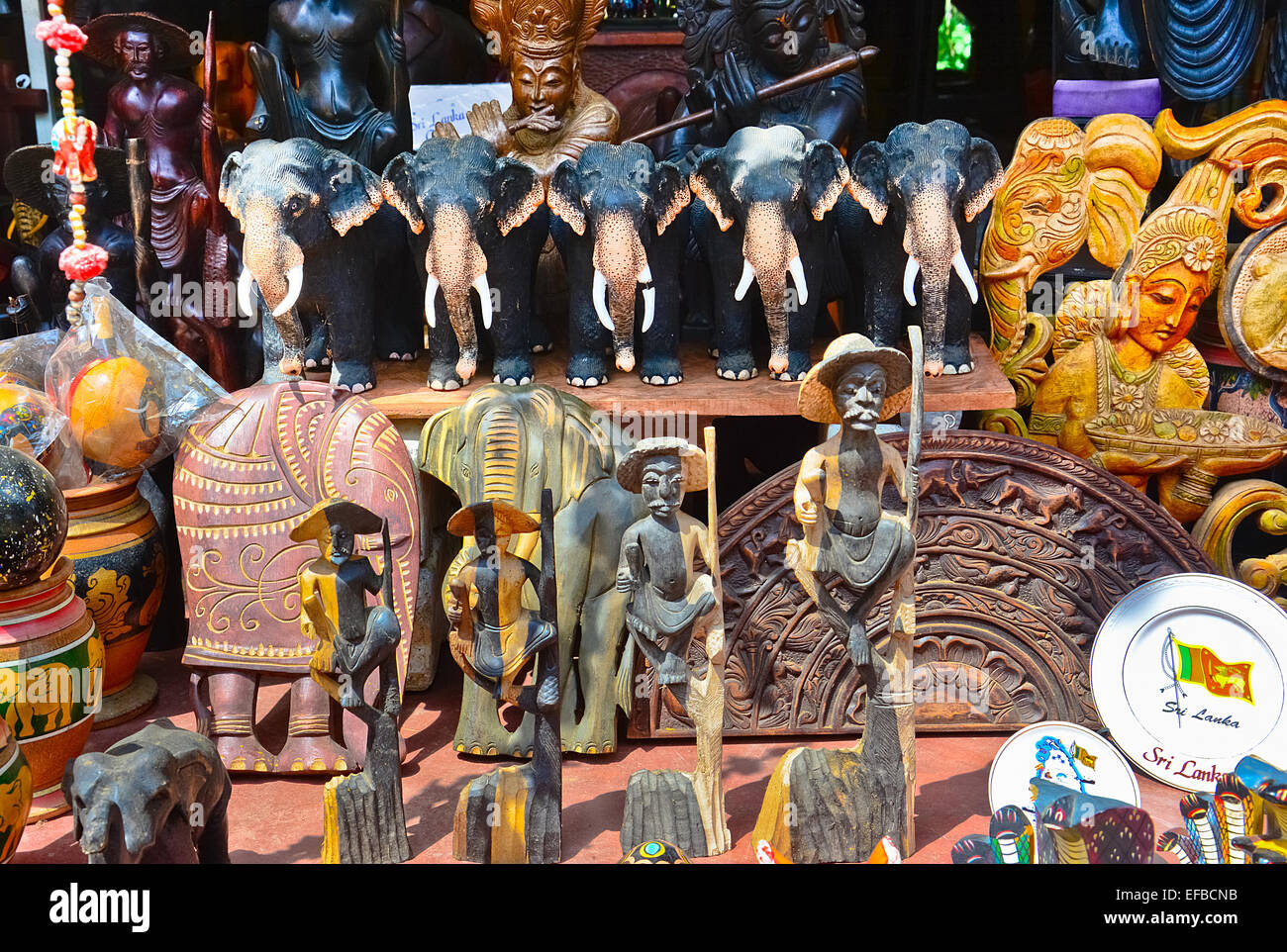 Sri Lankan traditional handcrafted goods for sale in a shop at