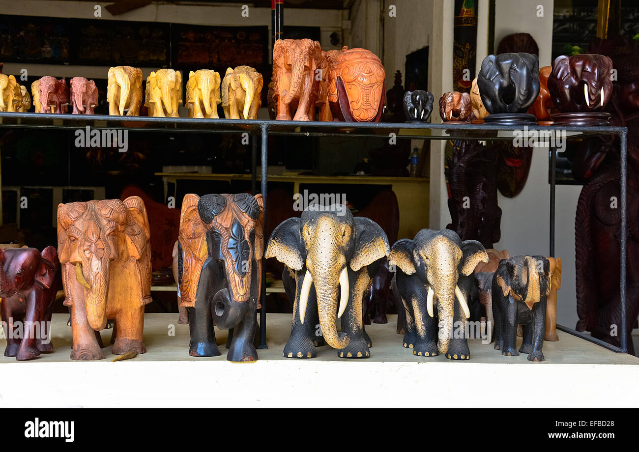 Sri Lankan traditional handcrafted goods for sale in a shop at