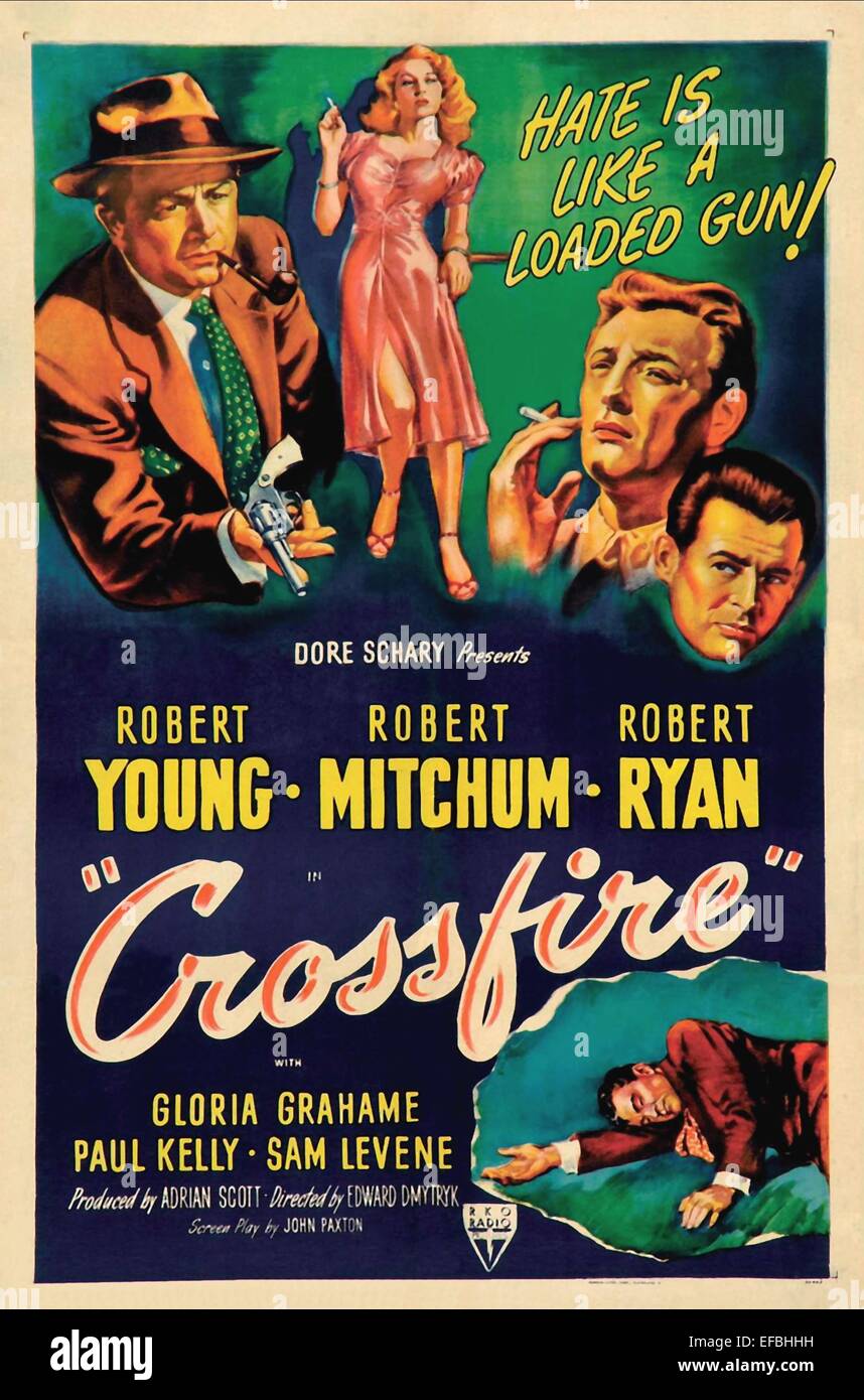 MOVIE POSTER CROSSFIRE (1947) Stock Photo