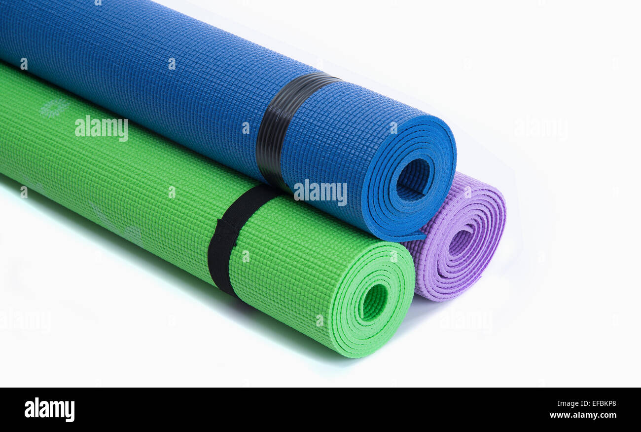 Roll out mats for workout and aerobics Stock Photo