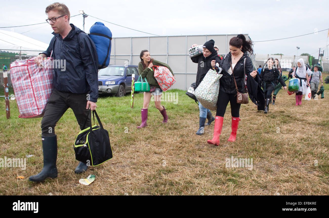 26th June 2014. People arrive at the festival. Stock Photo