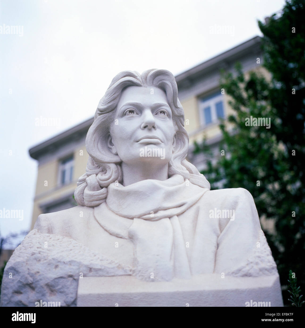 Close-up view of Greek actress singer politician Melina Mercouri statue 